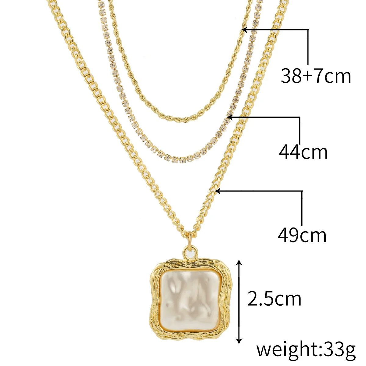 Alloy Heart Geometric Multilayer Female Hiphop Niche Design Sense Electroplated Necklace - Image 10