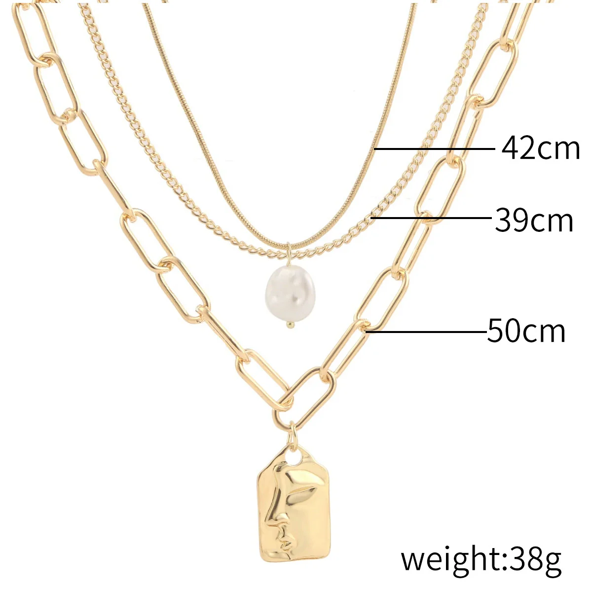 Alloy Heart Geometric Multilayer Female Hiphop Niche Design Sense Electroplated Necklace - Image 11