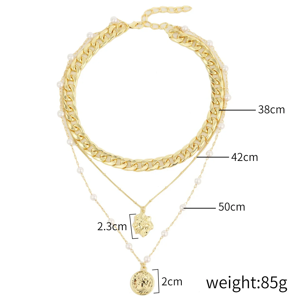 Alloy Heart Geometric Multilayer Female Hiphop Niche Design Sense Electroplated Necklace - Image 12