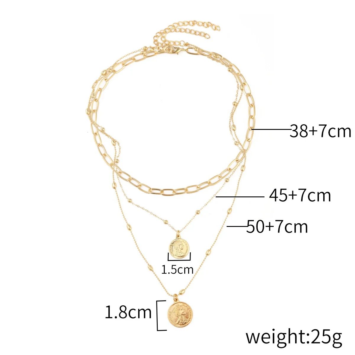 Alloy Heart Geometric Multilayer Female Hiphop Niche Design Sense Electroplated Necklace - Image 13