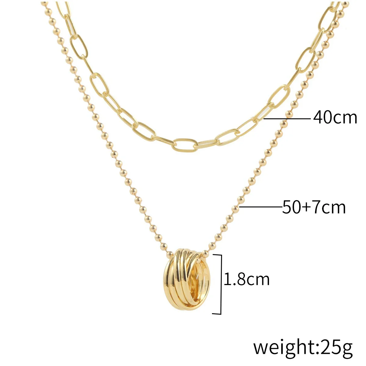 Alloy Heart Geometric Multilayer Female Hiphop Niche Design Sense Electroplated Necklace - Image 14