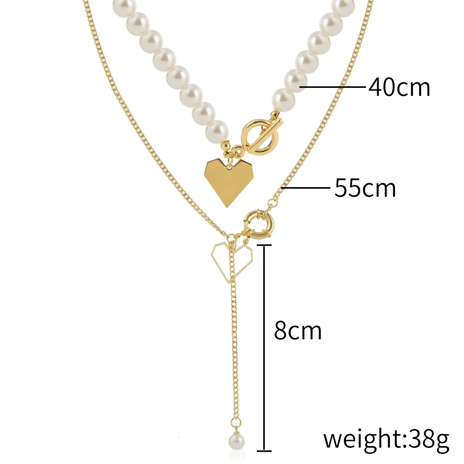Alloy Heart Geometric Multilayer Female Hiphop Niche Design Sense Electroplated Necklace - Image 19