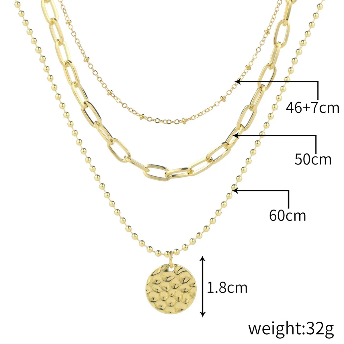 Alloy Heart Geometric Multilayer Female Hiphop Niche Design Sense Electroplated Necklace - Image 20