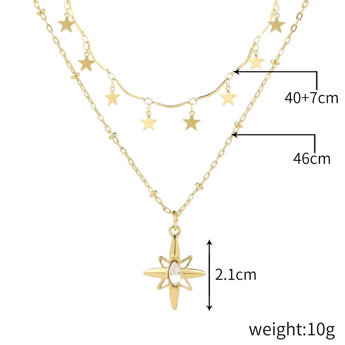 Alloy Heart Geometric Multilayer Female Hiphop Niche Design Sense Electroplated Necklace - Image 21