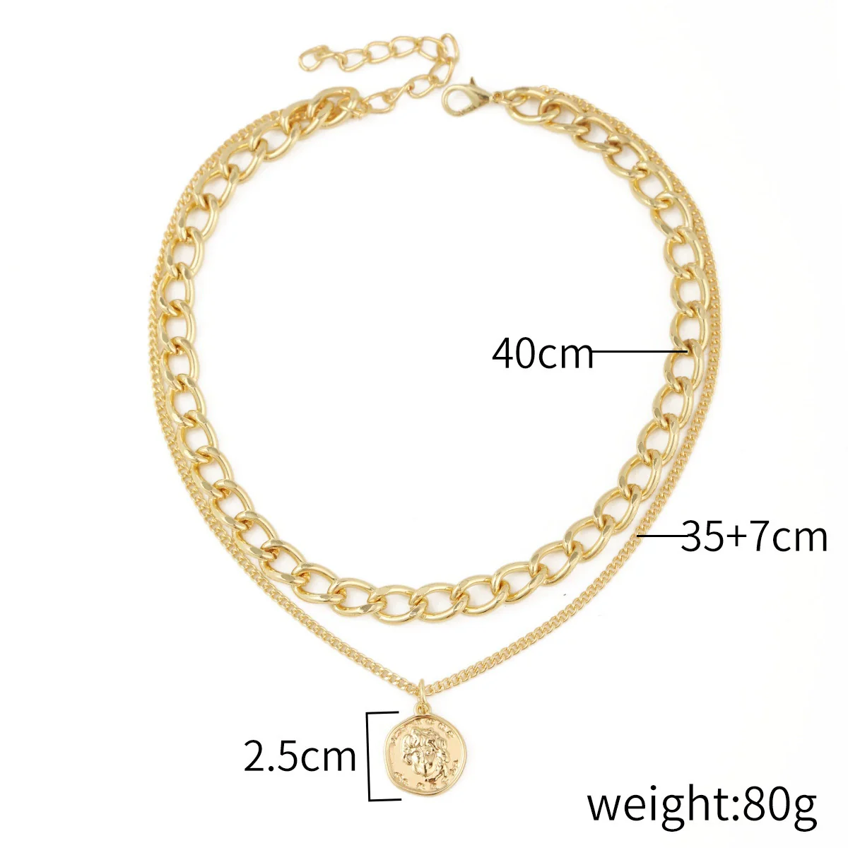 Alloy Heart Geometric Multilayer Female Hiphop Niche Design Sense Electroplated Necklace - Image 6