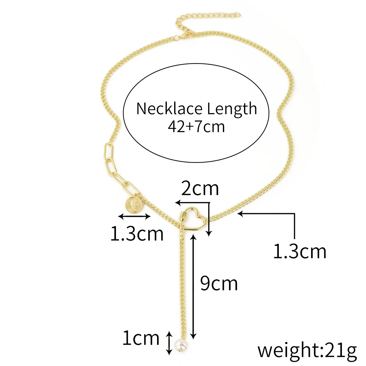 Alloy Heart Geometric Multilayer Female Hiphop Niche Design Sense Electroplated Necklace - Image 9