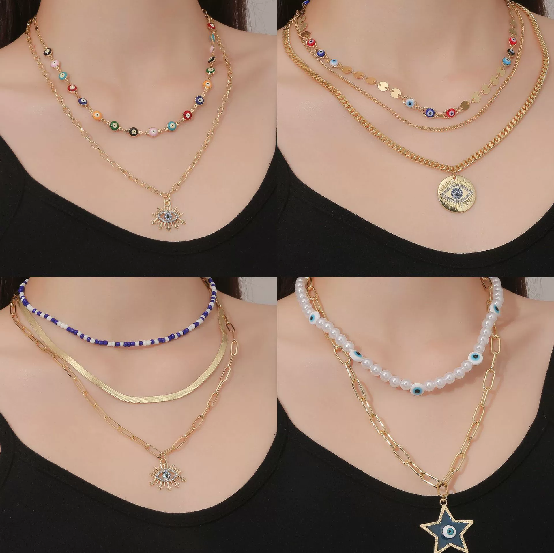 Alloy Heart Pattern Pendant Multilayer Necklace With Electroplating For Women - Image 2