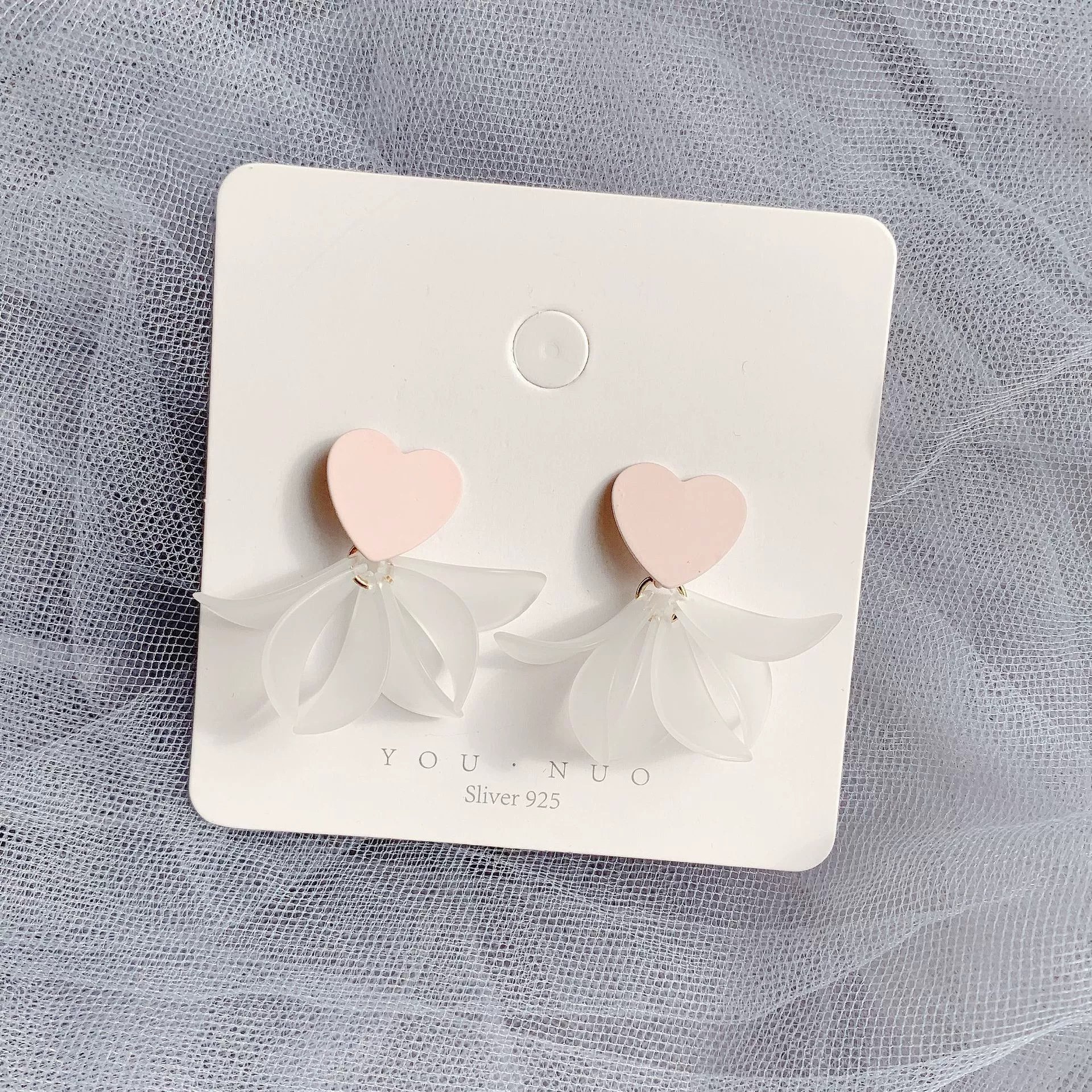Alloy Heart Shape Electroplated Earrings Inlaid With Artificial And Semiprecious Stones For Women