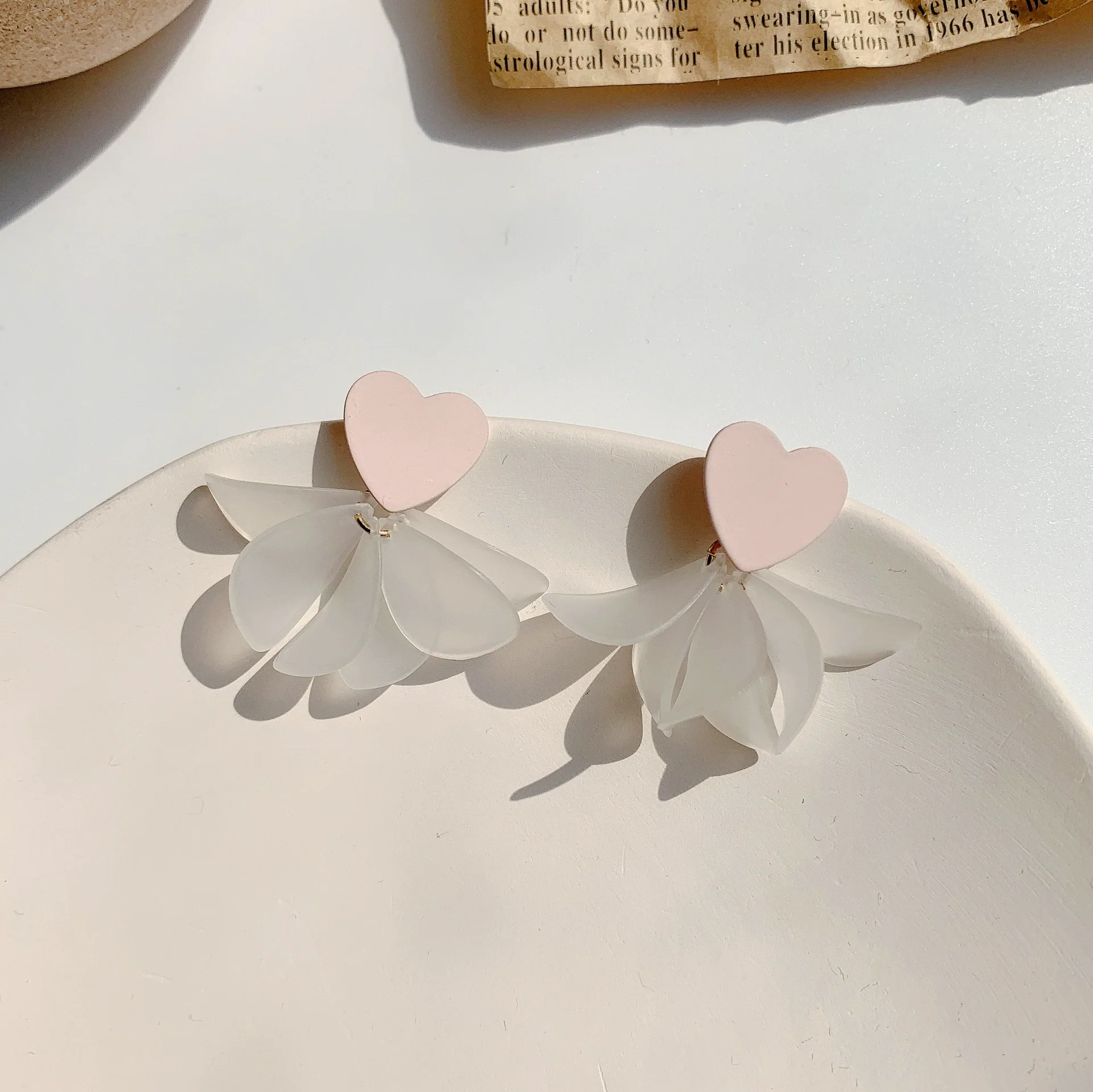 Alloy Heart Shape Electroplated Earrings Inlaid With Artificial And Semiprecious Stones For Women - Image 3