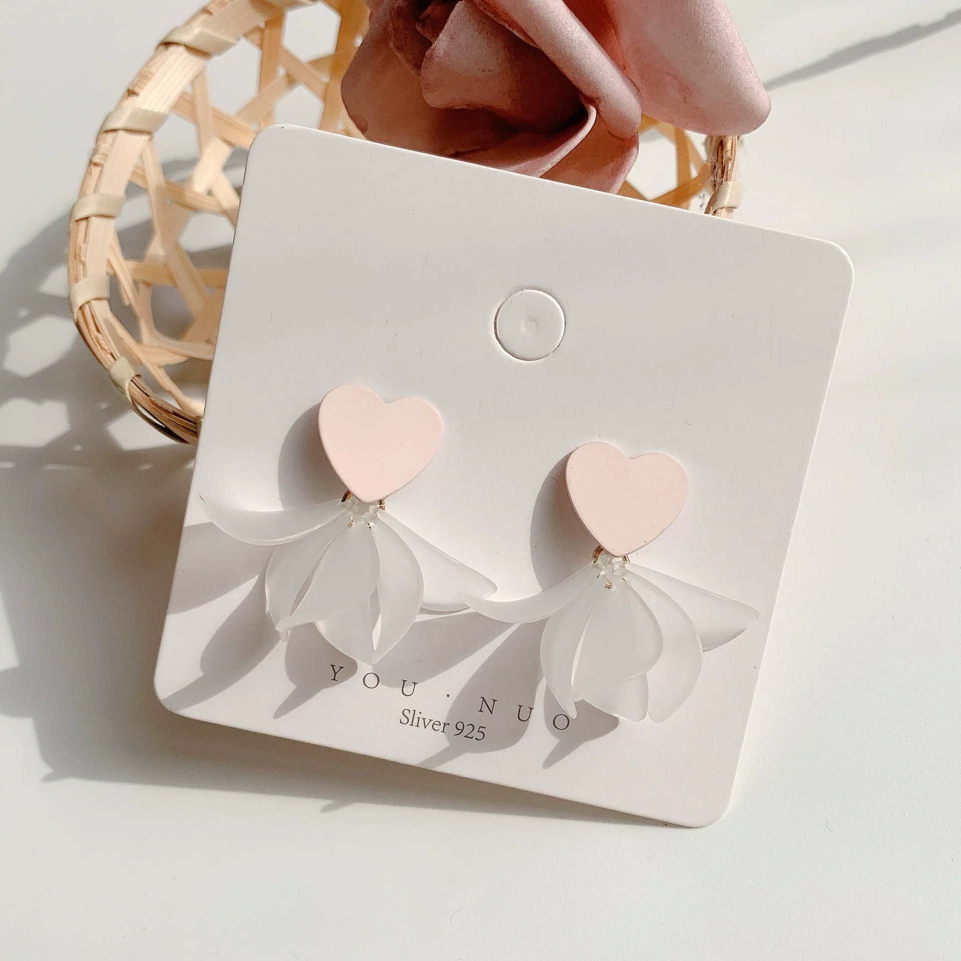 Alloy Heart Shape Electroplated Earrings Inlaid With Artificial And Semiprecious Stones For Women - Image 4