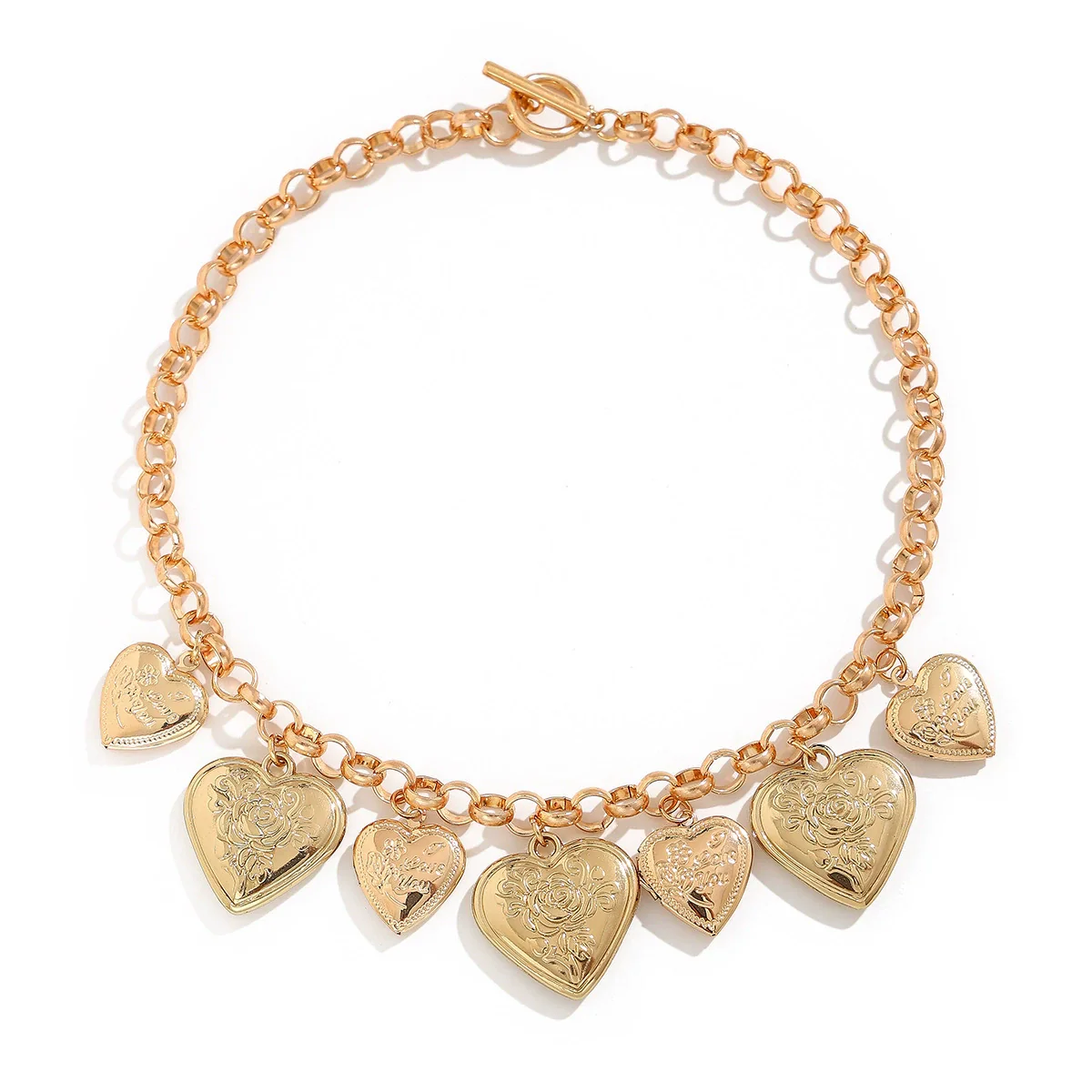 Alloy Heartshaped Pendant Clavicle Chain Necklace With Exaggerated Style And Electroplating Treatment - Image 5