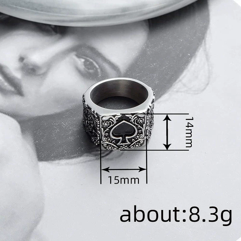 Alloy Hip Hop Creative Modeling Ring With Heart Of Spades Flower Leaves Pattern And Dripping Oil Design Unisex - Image 4