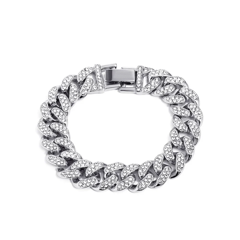 Alloy Hip Hop Geometric Diamond Cuban Bracelet Unisex Jewelry - Image 11