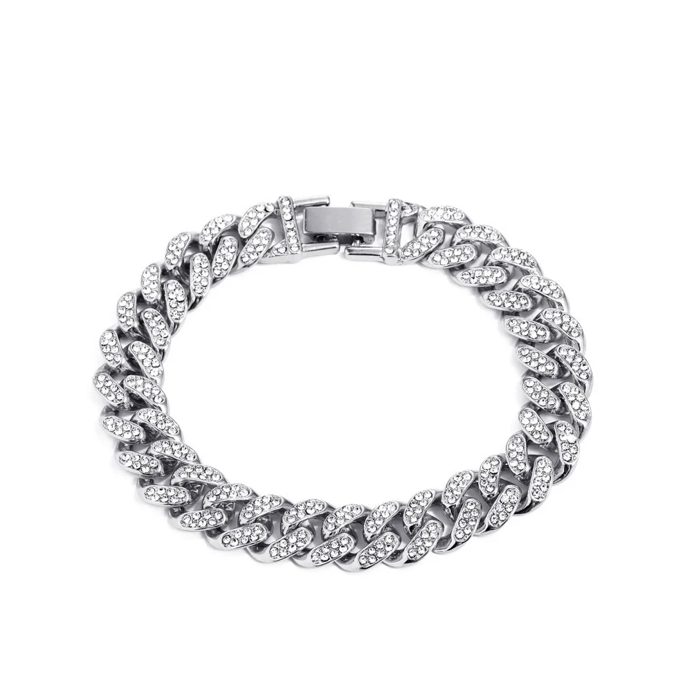 Alloy Hip Hop Geometric Diamond Cuban Bracelet Unisex Jewelry - Image 13
