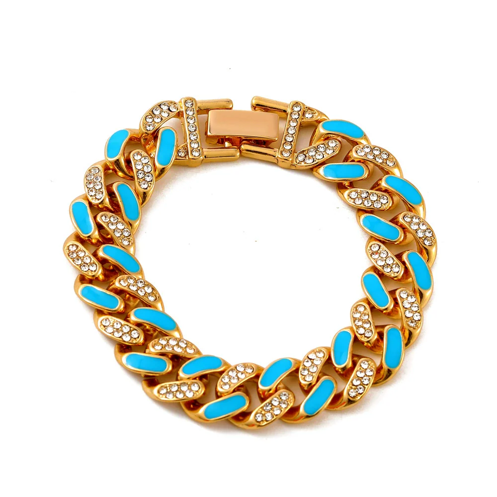 Alloy Hip Hop Geometric Diamond Cuban Bracelet Unisex Jewelry - Image 14