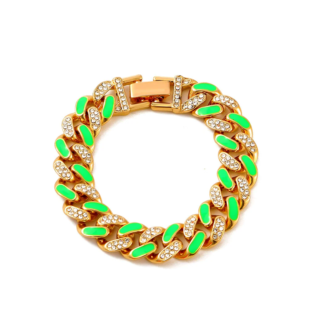 Alloy Hip Hop Geometric Diamond Cuban Bracelet Unisex Jewelry - Image 15