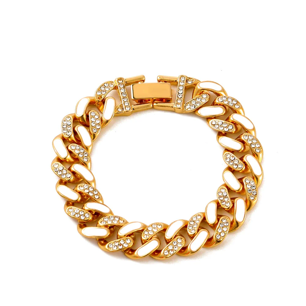 Alloy Hip Hop Geometric Diamond Cuban Bracelet Unisex Jewelry - Image 17