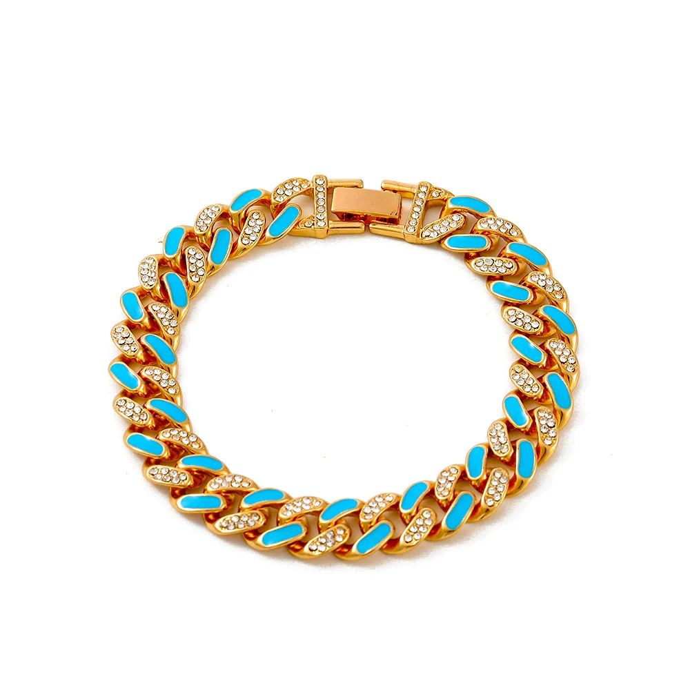 Alloy Hip Hop Geometric Diamond Cuban Bracelet Unisex Jewelry - Image 19