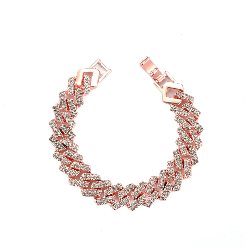 Alloy Hip Hop Geometric Diamond Cuban Bracelet Unisex Jewelry - Image 29
