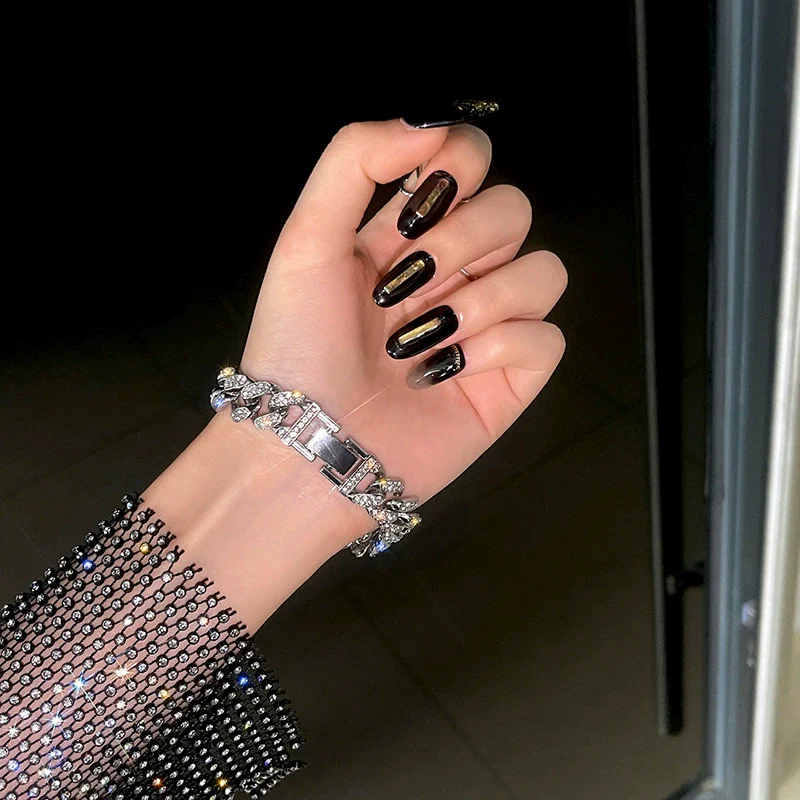 Alloy Hip Hop Geometric Diamond Cuban Bracelet Unisex Jewelry - Image 3