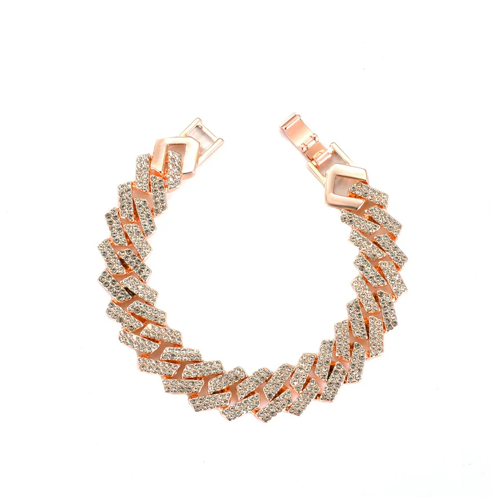 Alloy Hip Hop Geometric Diamond Cuban Bracelet Unisex Jewelry - Image 30