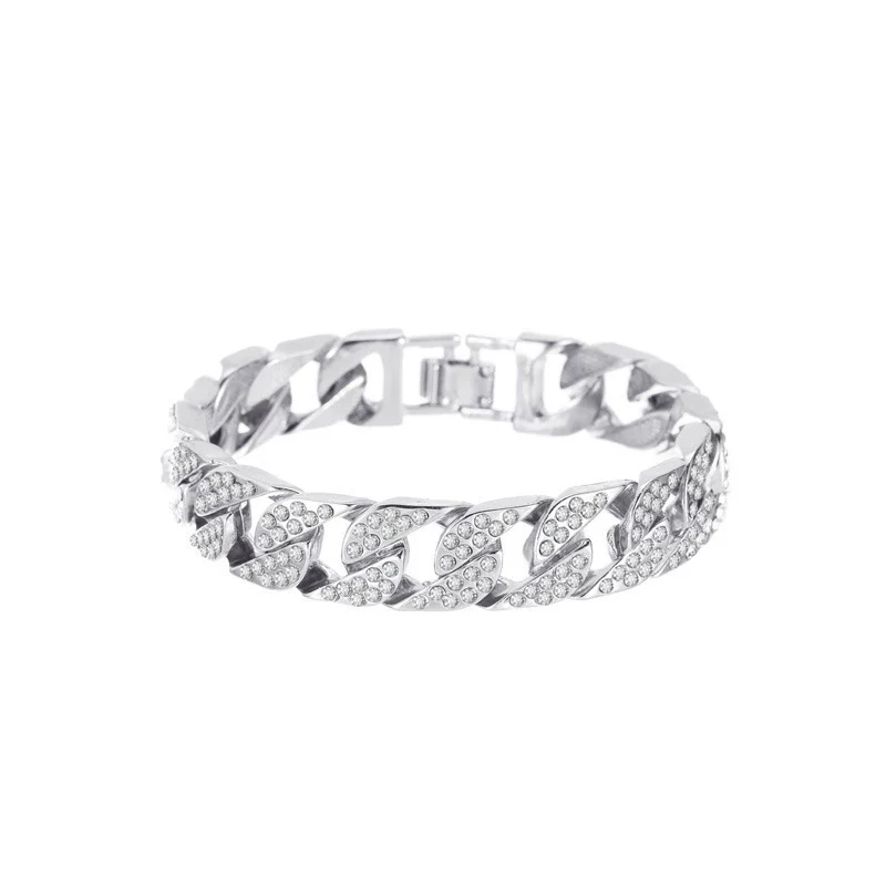 Alloy Hip Hop Geometric Diamond Cuban Bracelet Unisex Jewelry - Image 5