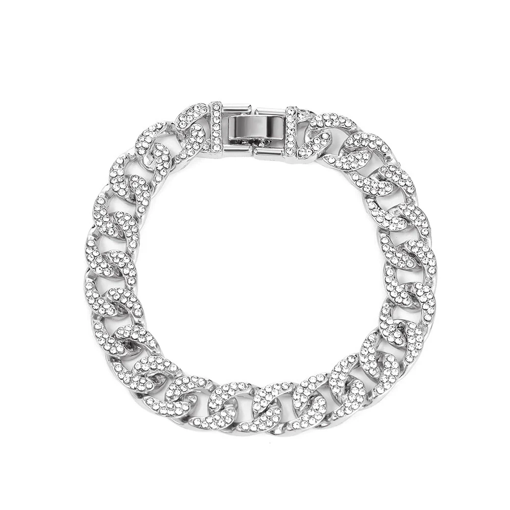 Alloy Hip Hop Geometric Diamond Cuban Bracelet Unisex Jewelry - Image 8