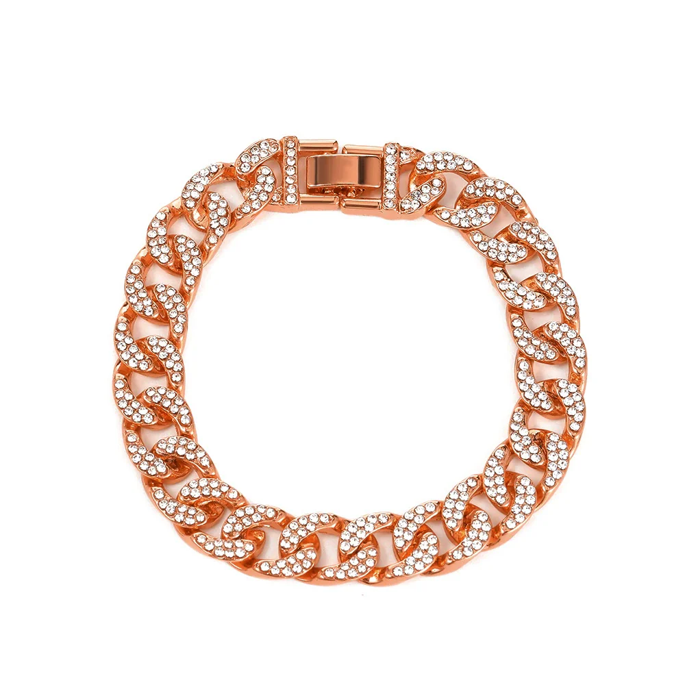 Alloy Hip Hop Geometric Diamond Cuban Bracelet Unisex Jewelry - Image 9