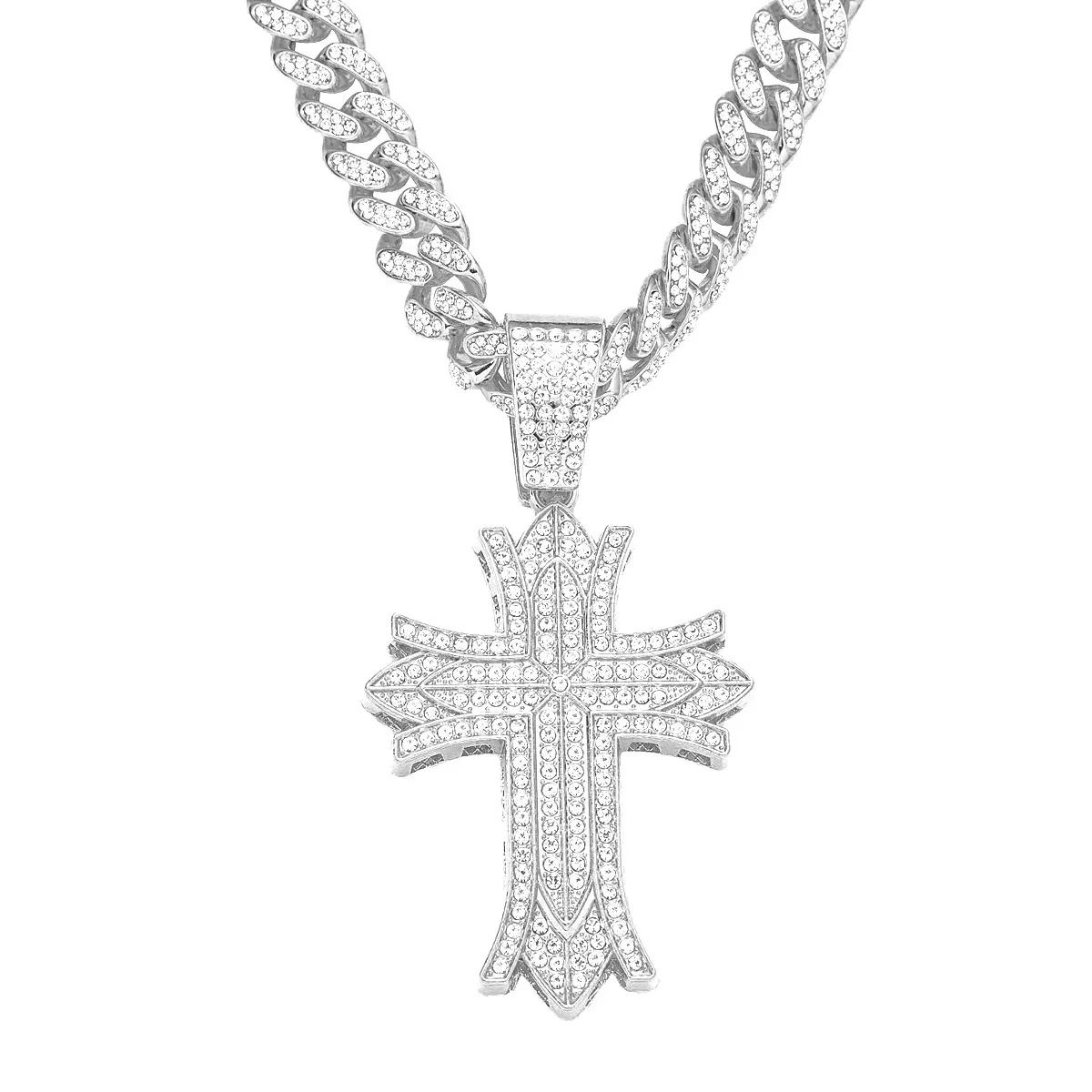 Alloy Hip Hop Geometric Full Diamond Pendant Necklace For Men - Image 5