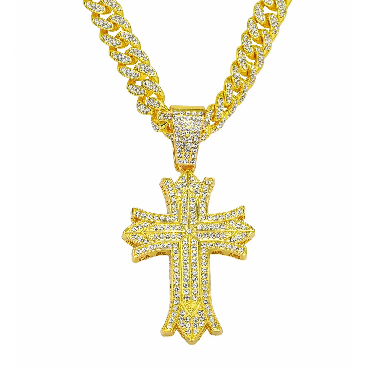 Alloy Hip Hop Geometric Full Diamond Pendant Necklace For Men - Image 6