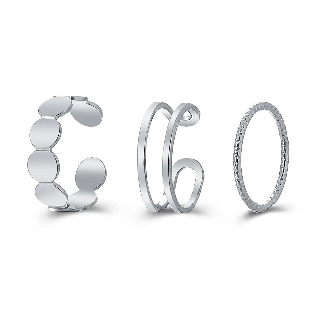 Alloy Hip Hop Retro Style Geometric C Ring 3Piece Set With Electroplating - Image 12