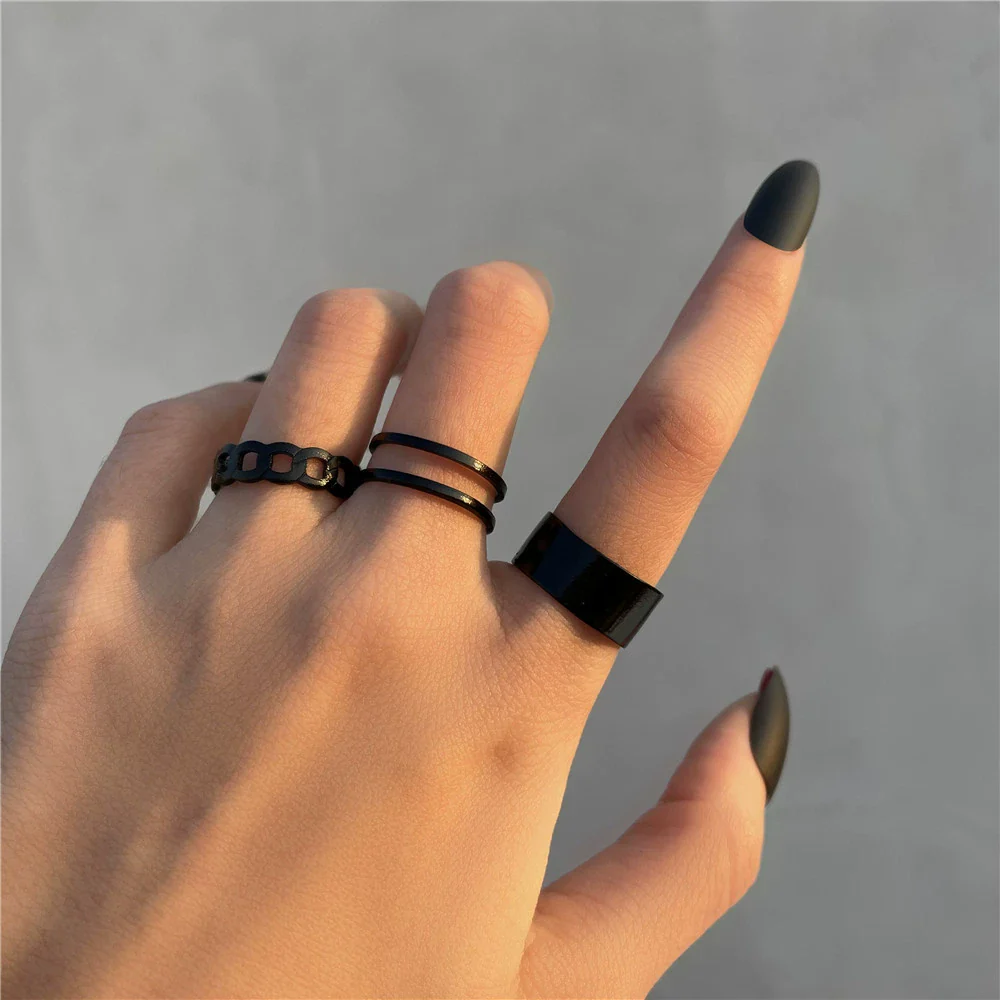 Alloy Hip Hop Retro Style Geometric C Ring 3Piece Set With Electroplating - Image 13