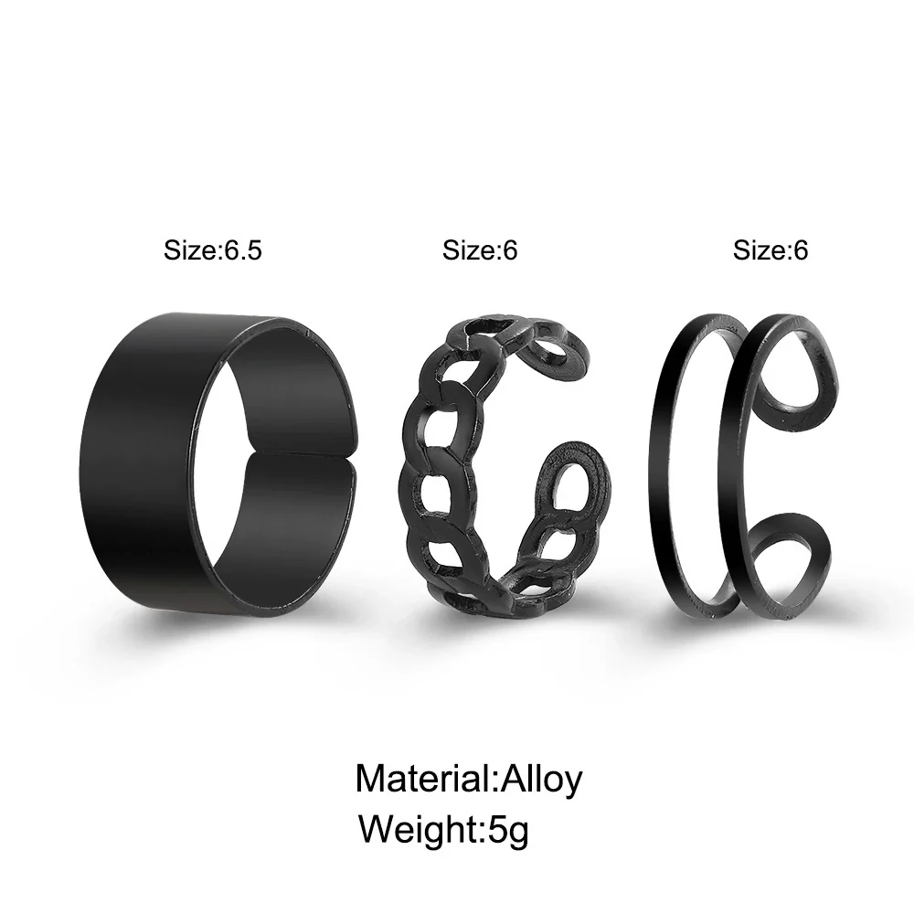 Alloy Hip Hop Retro Style Geometric C Ring 3Piece Set With Electroplating - Image 2