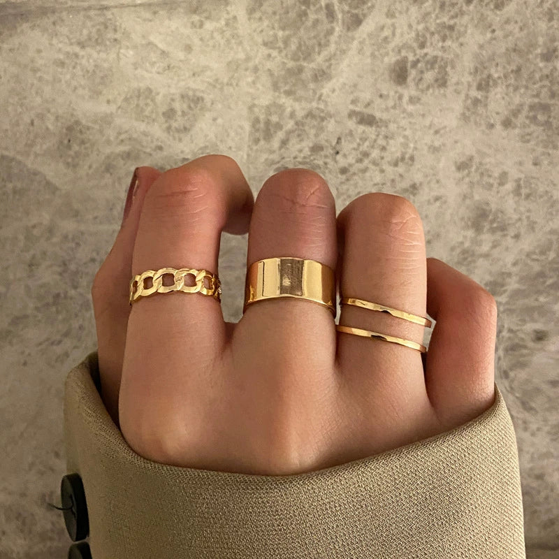 Alloy Hip Hop Retro Style Geometric C Ring 3Piece Set With Electroplating - Image 7
