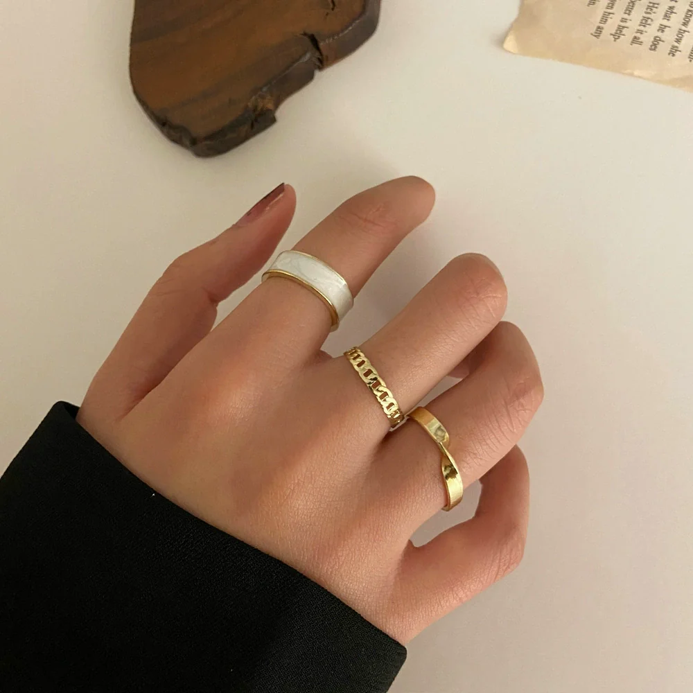 Alloy Hip Hop Retro Style Geometric C Ring 3Piece Set With Electroplating - Image 9