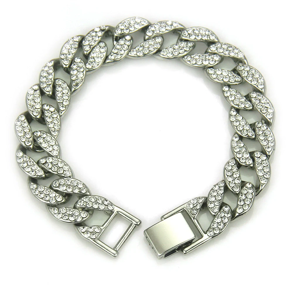 Alloy Hiphop Geometric Diamond Men's Bracelet Jewelry - Image 6