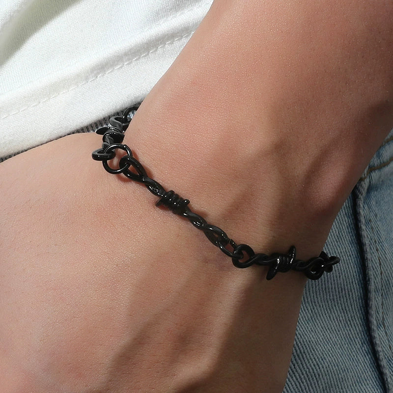 Alloy Hiphop Punk Geometric Jewelry Electroplated Necklace And Bracelet For Men And Women - Image 2