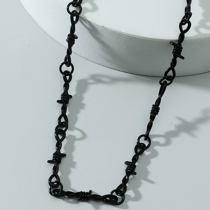 Alloy Hiphop Punk Geometric Jewelry Electroplated Necklace And Bracelet For Men And Women - Image 3