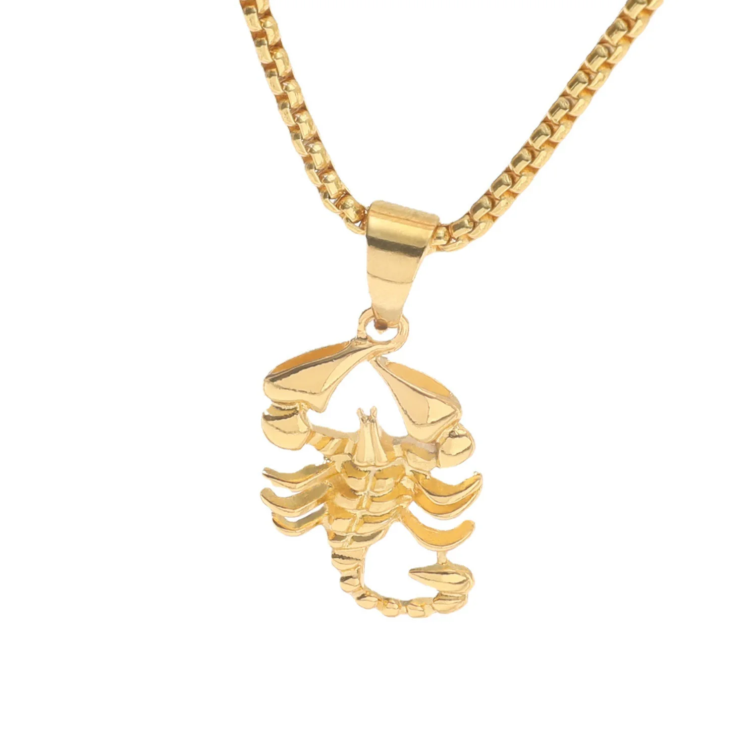 Alloy Hiphop Scorpion Zodiac Animals Pendant Necklace With Square Pearl Chain Electroplated Jewelry Unisex - Image 5