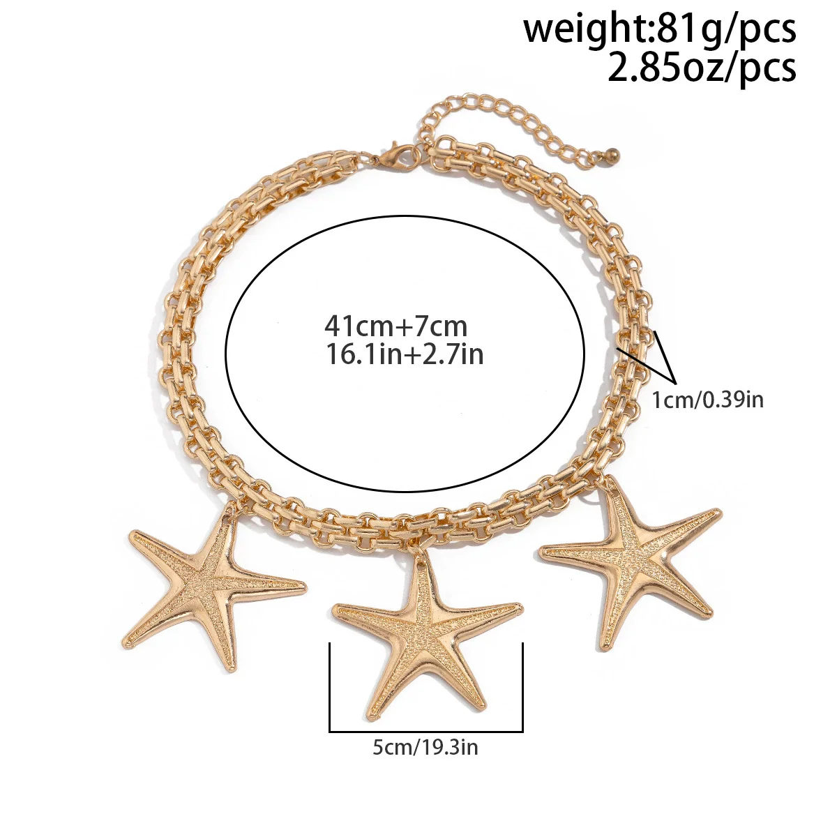 Alloy Hiphop Style Love Pendant Chain Necklace With Heart And Star Patterns Electroplated For Women - Image 4