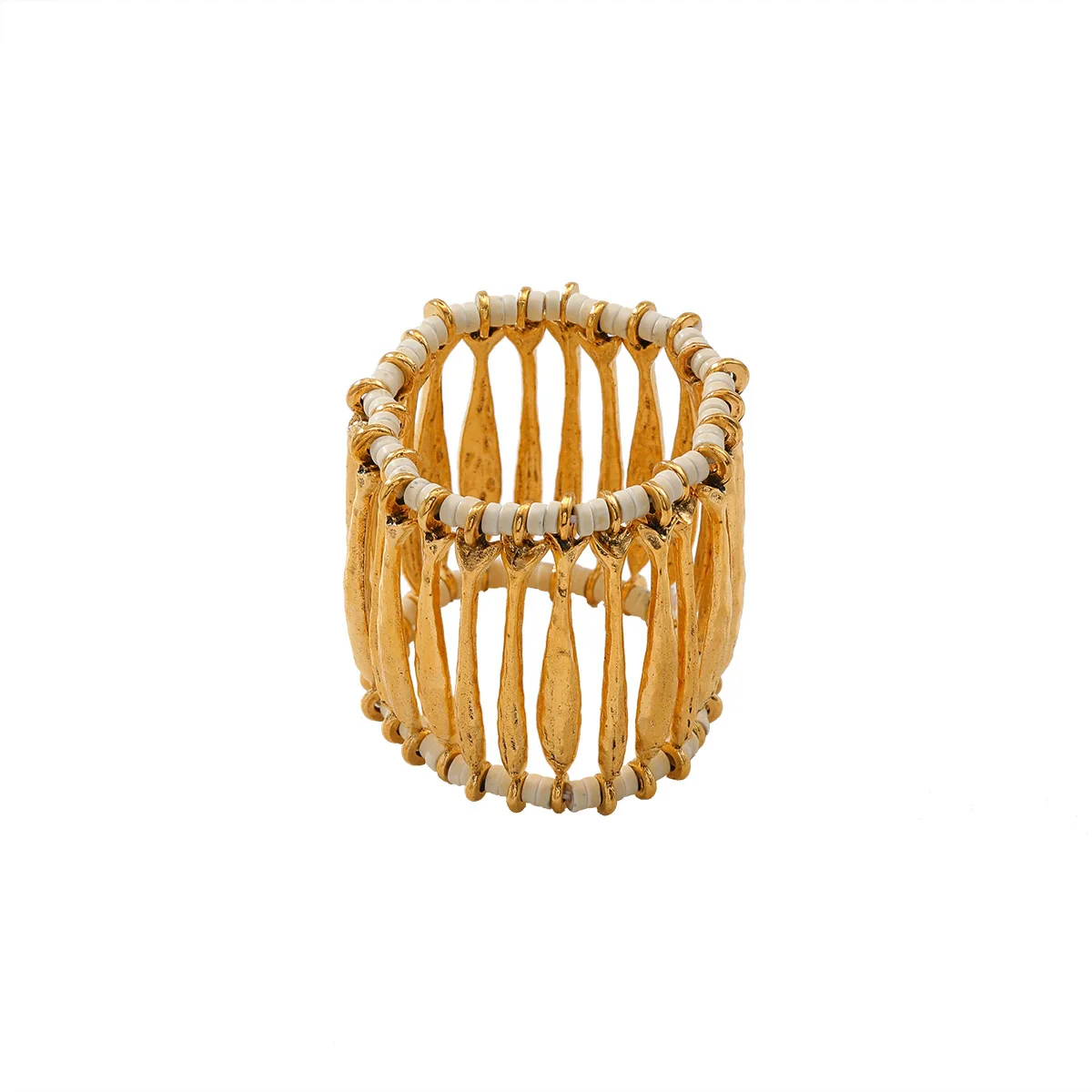 Alloy Hollowout Woven Elastic Ladies Bracelet With Geometric Style And Electroplating - Image 5
