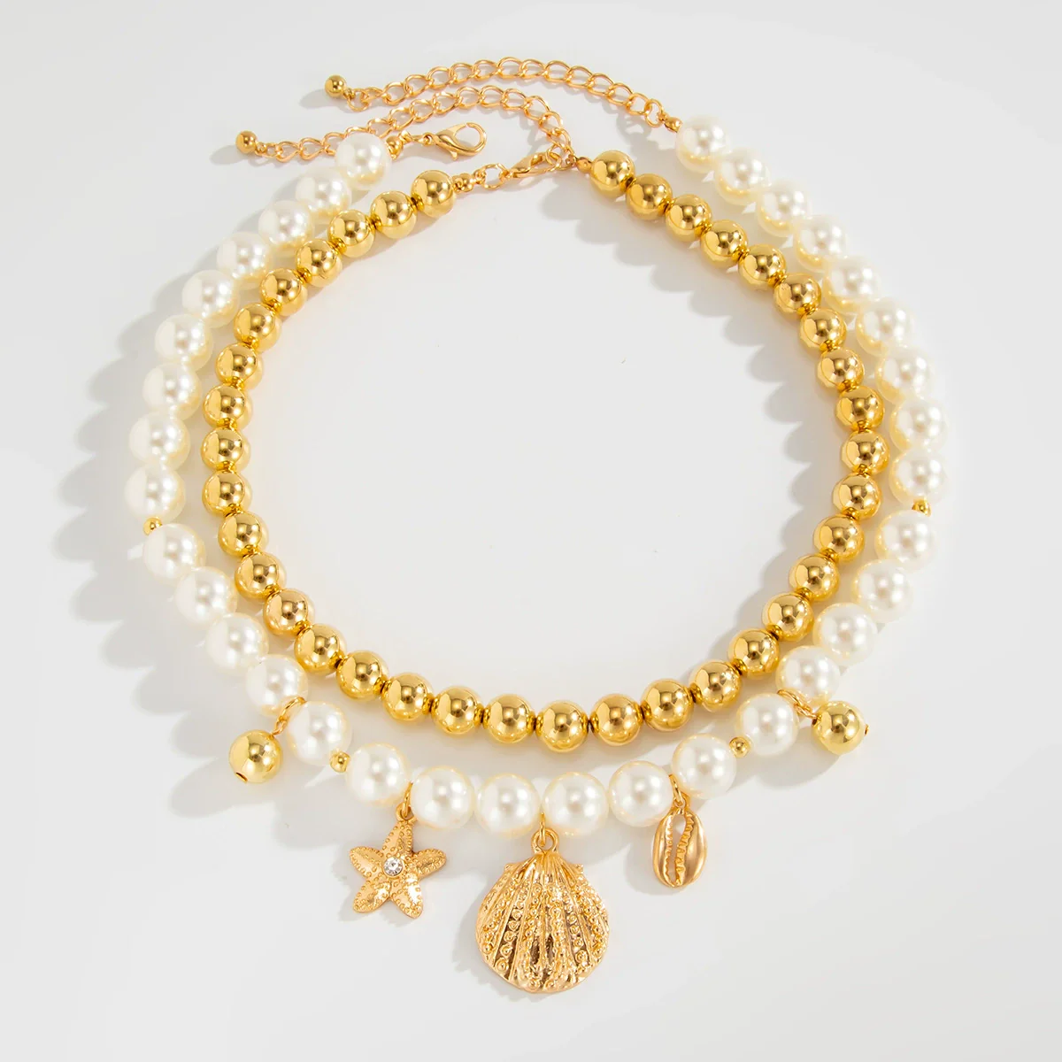 Alloy Imitation Pearl Star Geometric Clavicle Chain Necklace With Electroplating For Women - Image 4
