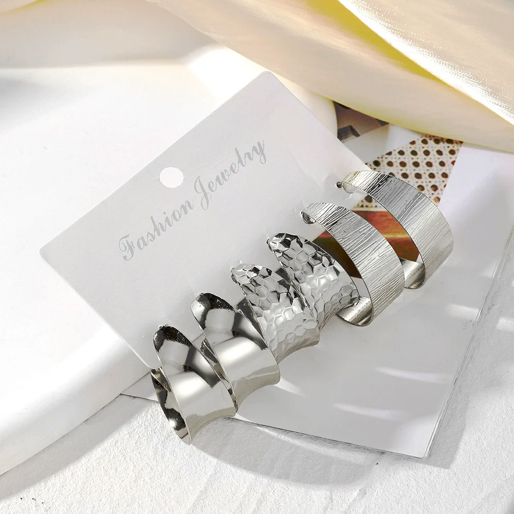 Alloy Iron Exaggerated Geometric Electroplated Women's Earrings Set - Image 4