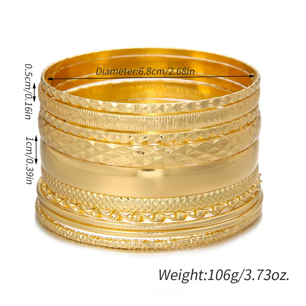 Alloy Iron Geometric Electroplated Stacked Bracelet Set Unisex - Image 4