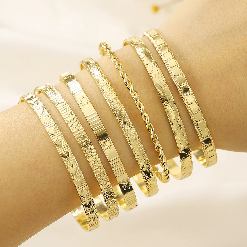 Alloy Iron Unisex Bohemian Style Geometric Arrow Diamond Sixpointed Star Twist Opening Bracelet 7Piece Set With Electroplating