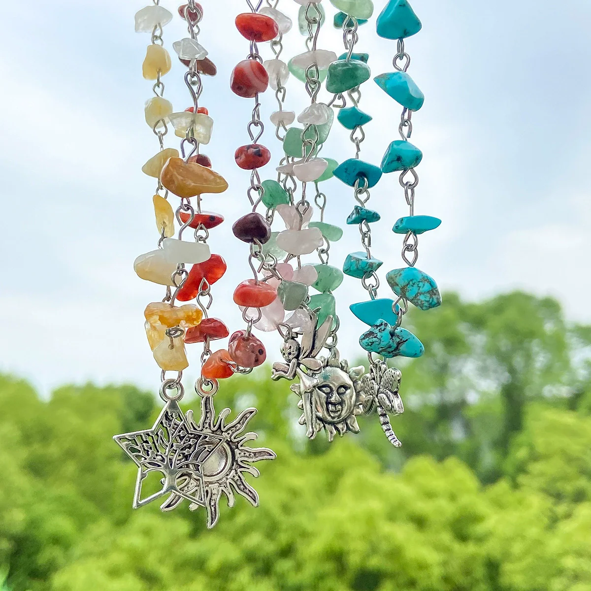 Alloy Irregular Gravel Collarbone Necklace With Star And Geometric Pattern Electroplated For Women - Image 4