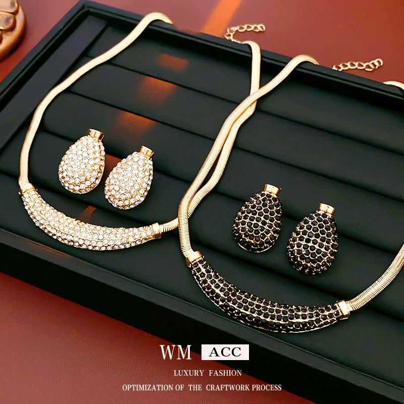 Alloy Jewelry Set For Women With Diamond Love Water Drops And Bells Pattern Medieval Vintage Style