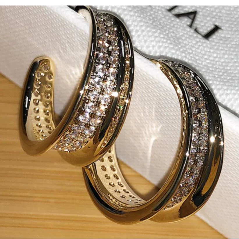 Alloy Jewelry Simple Microinlaid Zircon Star Design Women's Earrings - Image 3