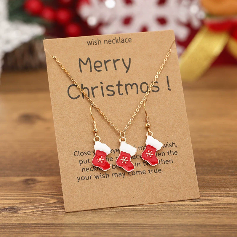 Alloy Jewelry With Cartoon Red Boots Pattern For Women Environmental Protection Treatment Earrings Necklace Set - Image 3