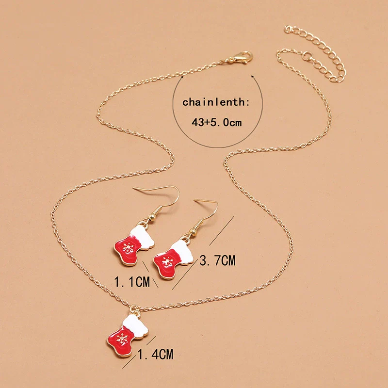Alloy Jewelry With Cartoon Red Boots Pattern For Women Environmental Protection Treatment Earrings Necklace Set - Image 4